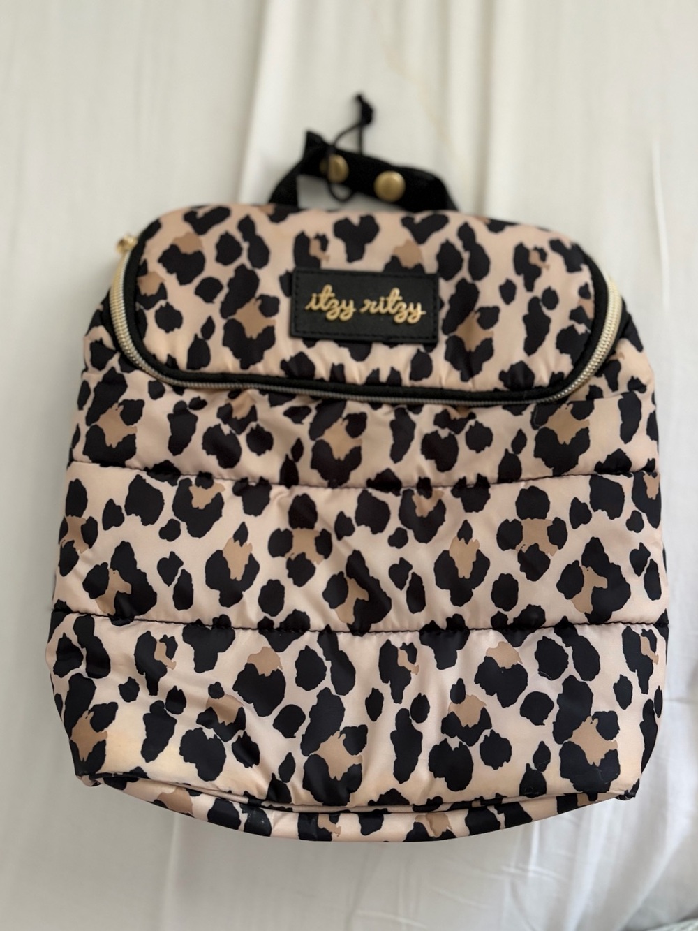 Itzy Ritzy Chill Like A Boss Bottle Bag Leopard Insulated Cooler Gold Zip
